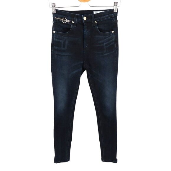 Rag & Bone Womens 26 O Ring Dive Capri High Rise Crop Black Brook Denim Jeans - Picture 1 of 12